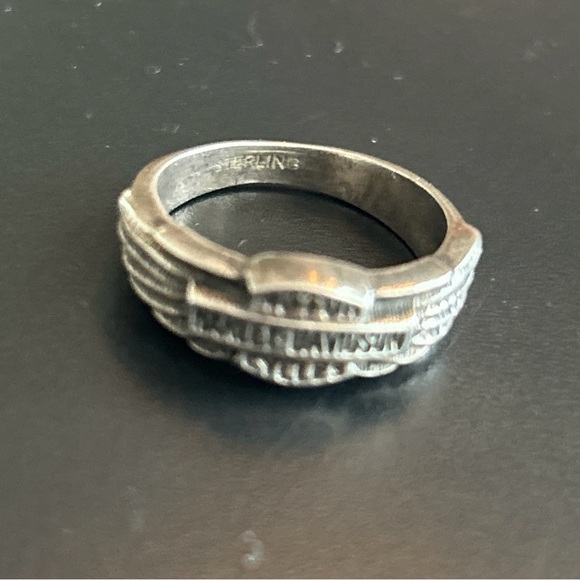 Vintage Harley Davidson Motorcycles 4g .925 Sterling Silver Ring Size 7.75 Wings - Picture 6 of 11